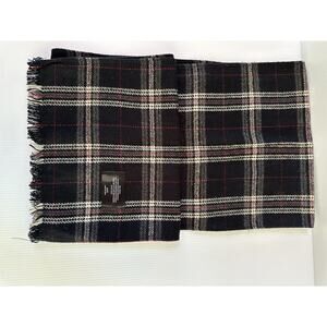 Women’s Black Plaid Winter Scarf, 60 Inch, Fringe